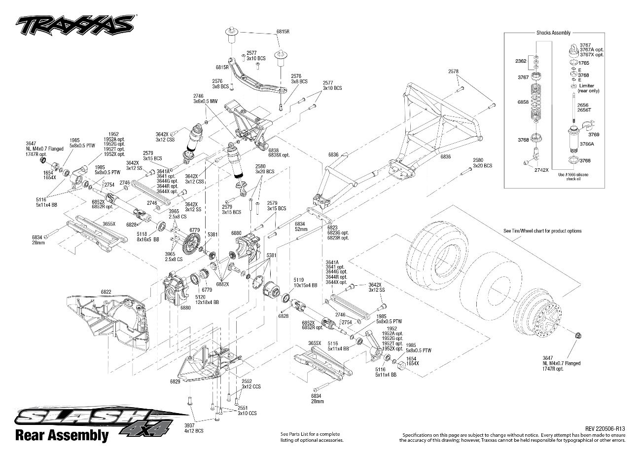 Slash 4X4 (68054-1) Rear Assembly Exploded View Slash 4X4 (68054-1) Rear Assembly Exploded View